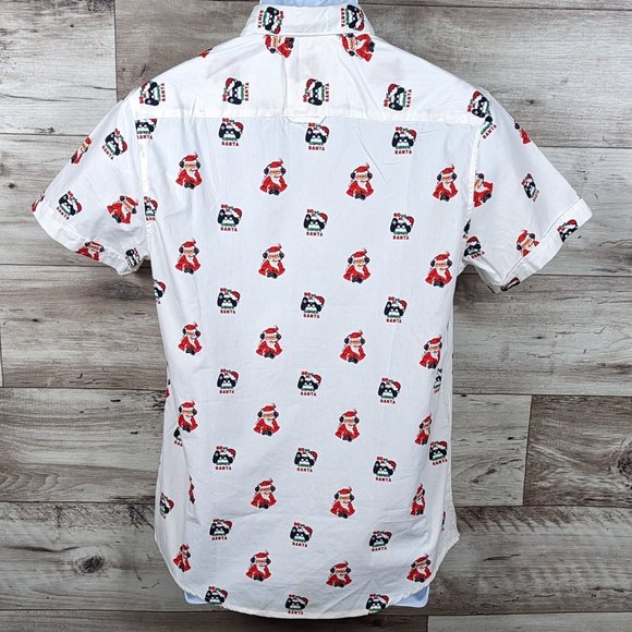 Denim & Flower* Men's Short Sleeve Button Down Curved Hem Shirt~ Size Small - Picture 2 of 14